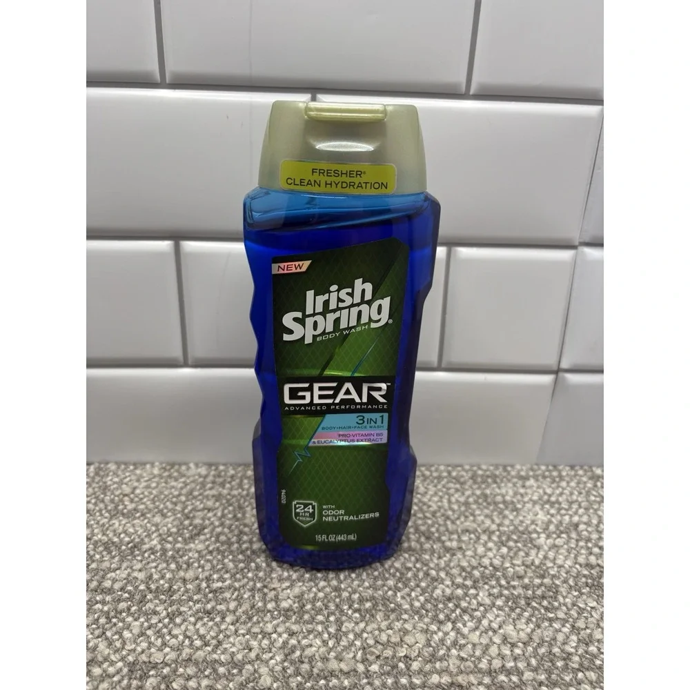 Irish Spring Gear Hair Body Face 3-in-1 Body Wash & Shampoo 15 Oz